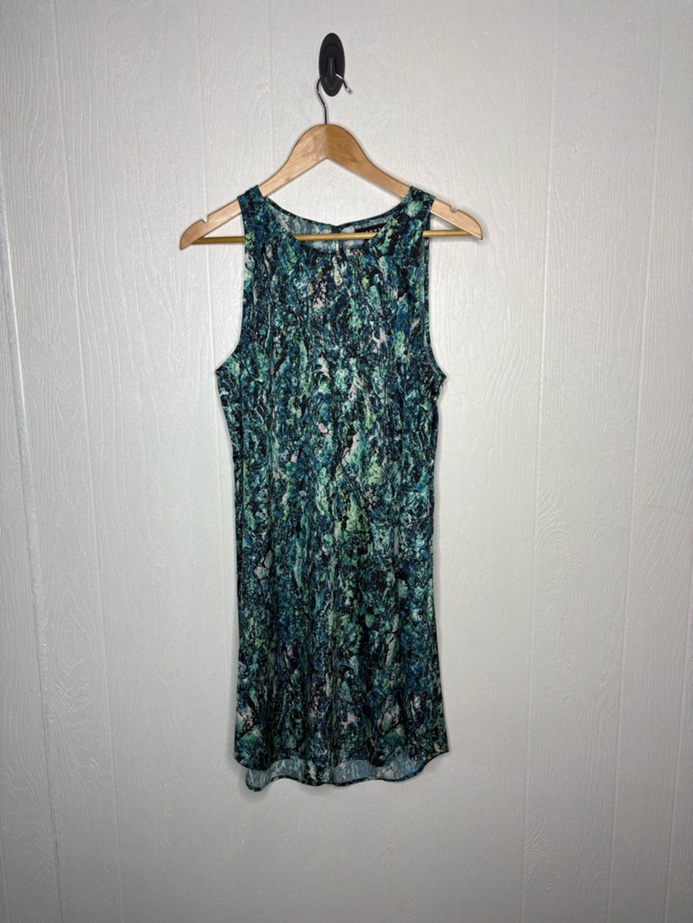 Nordstrom Trouve blue green watercolor tank dress size large
